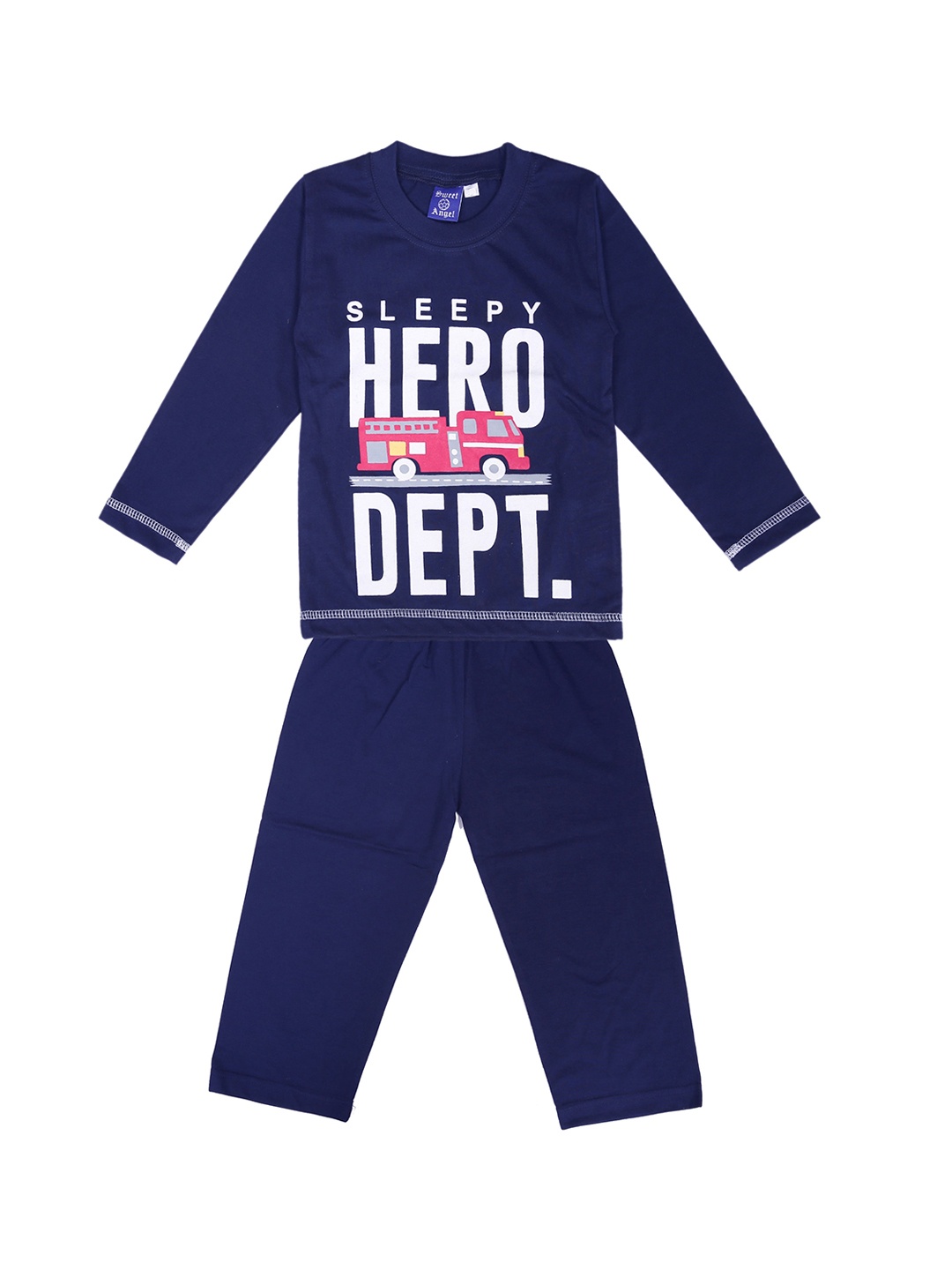

SWEET ANGEL Boys Navy Blue Printed Night suit