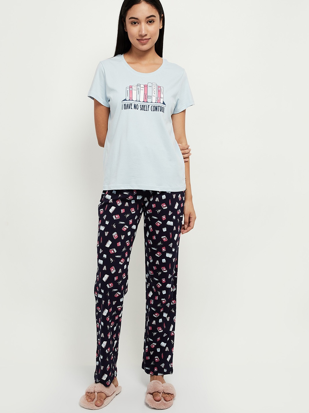 

max Women Green & Black Printed Cotton Night suit SU22CS02ARUBA