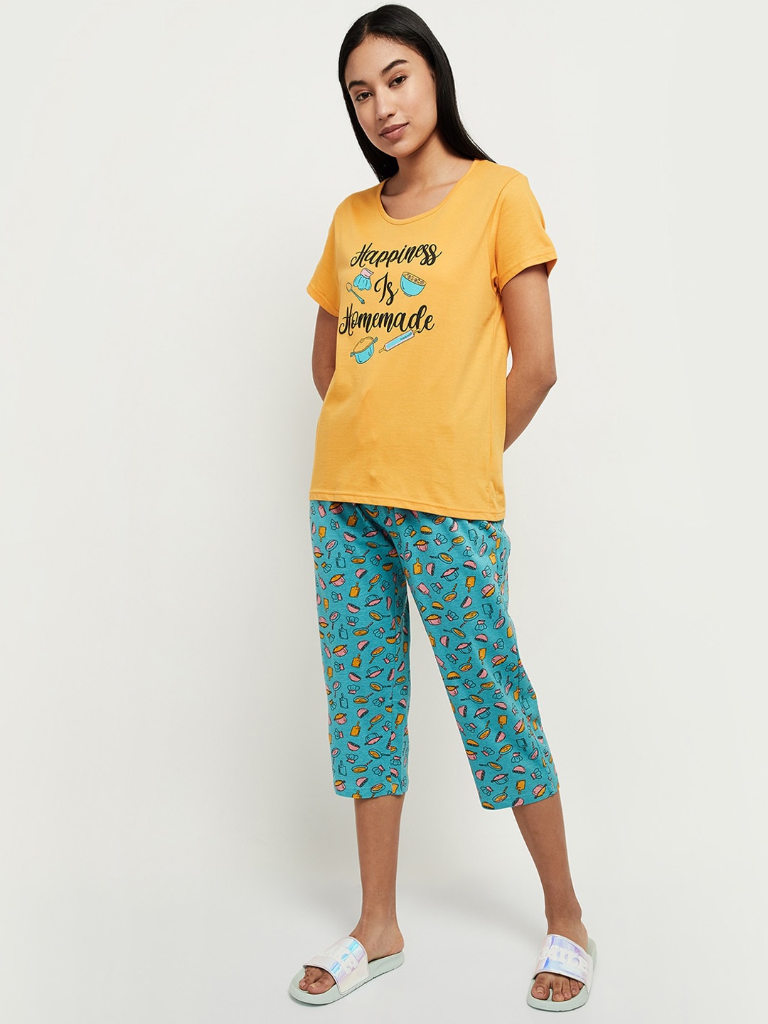

max Women Mustard Printed Night suit