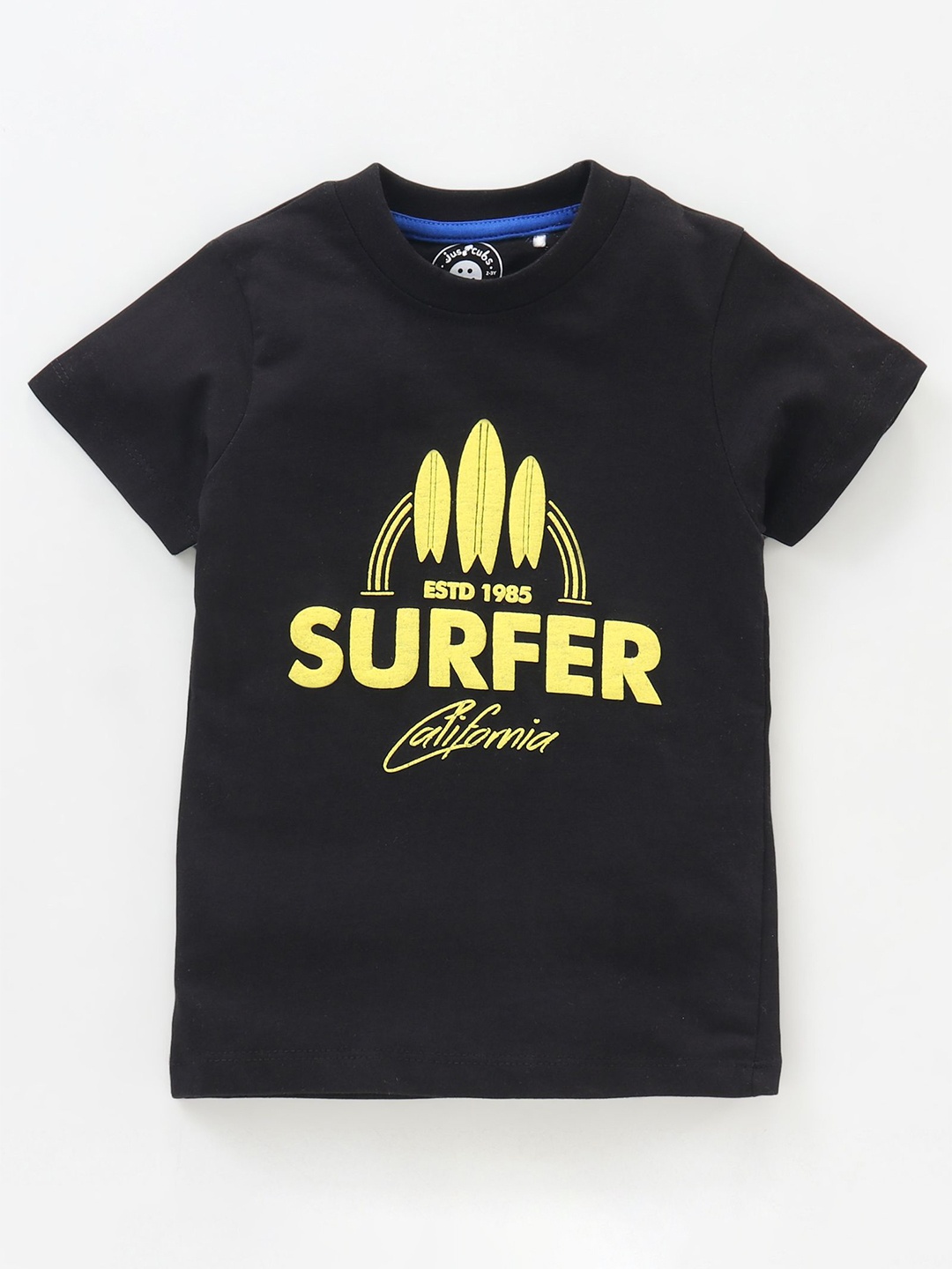 

JusCubs Boys Black Typography Printed Cotton T-shirt