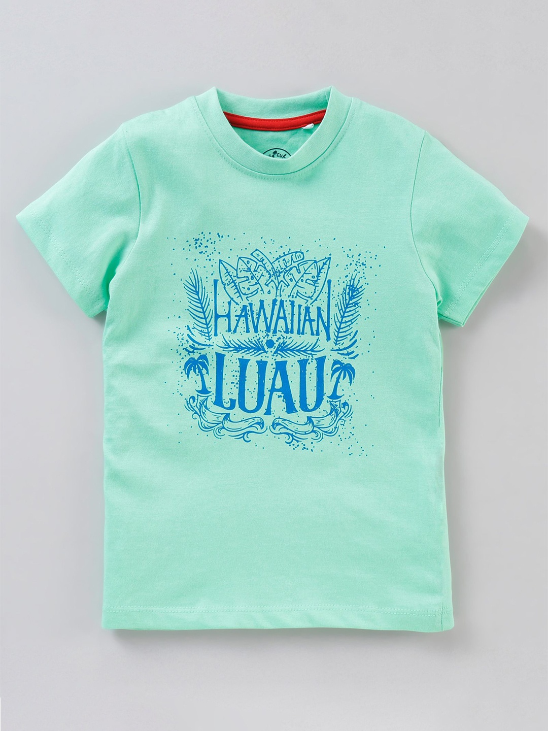 

JusCubs Boys Green Typography Printed Cotton T-shirt