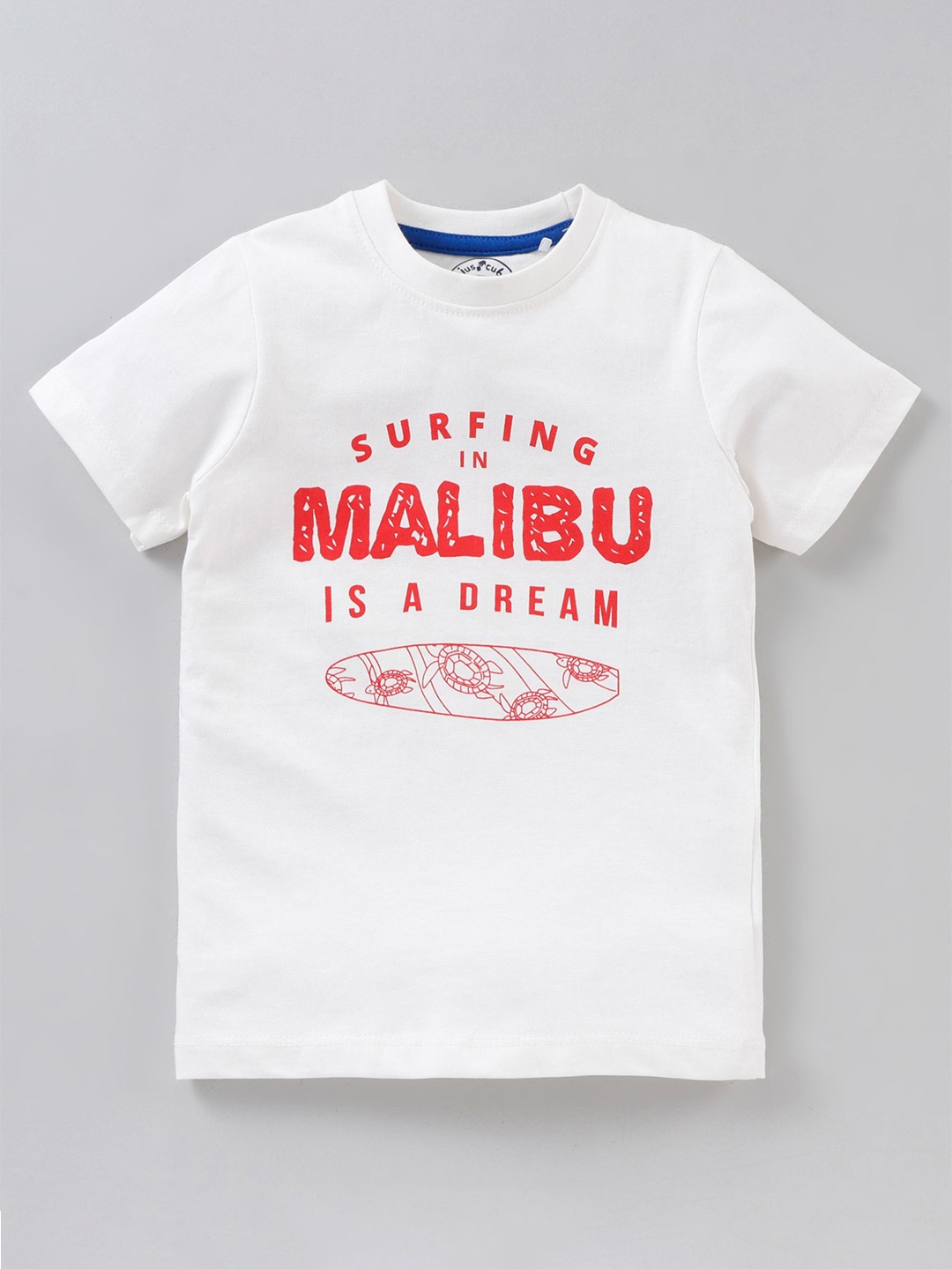 

JusCubs Boys Off White & Red Typography Printed Applique Outdoor T-shirt