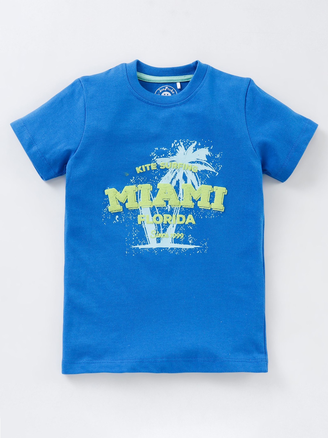 

JusCubs Boys Blue & Lime Green Printed Outdoor T-shirt