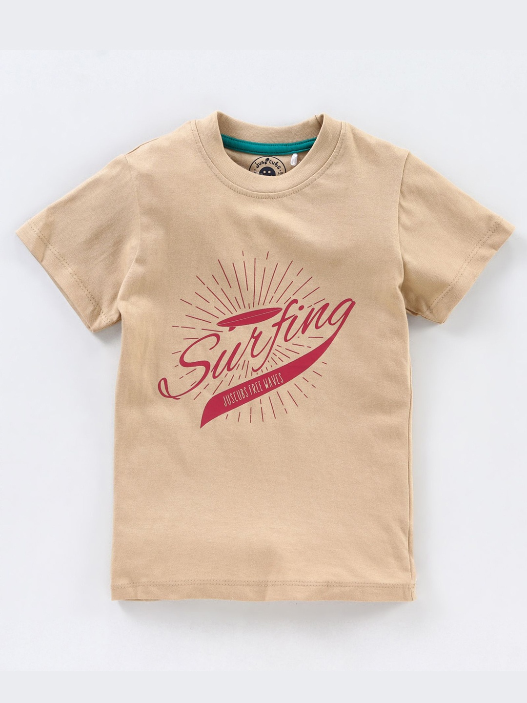 

JusCubs Boys Beige Typography Printed Outdoor T-shirt