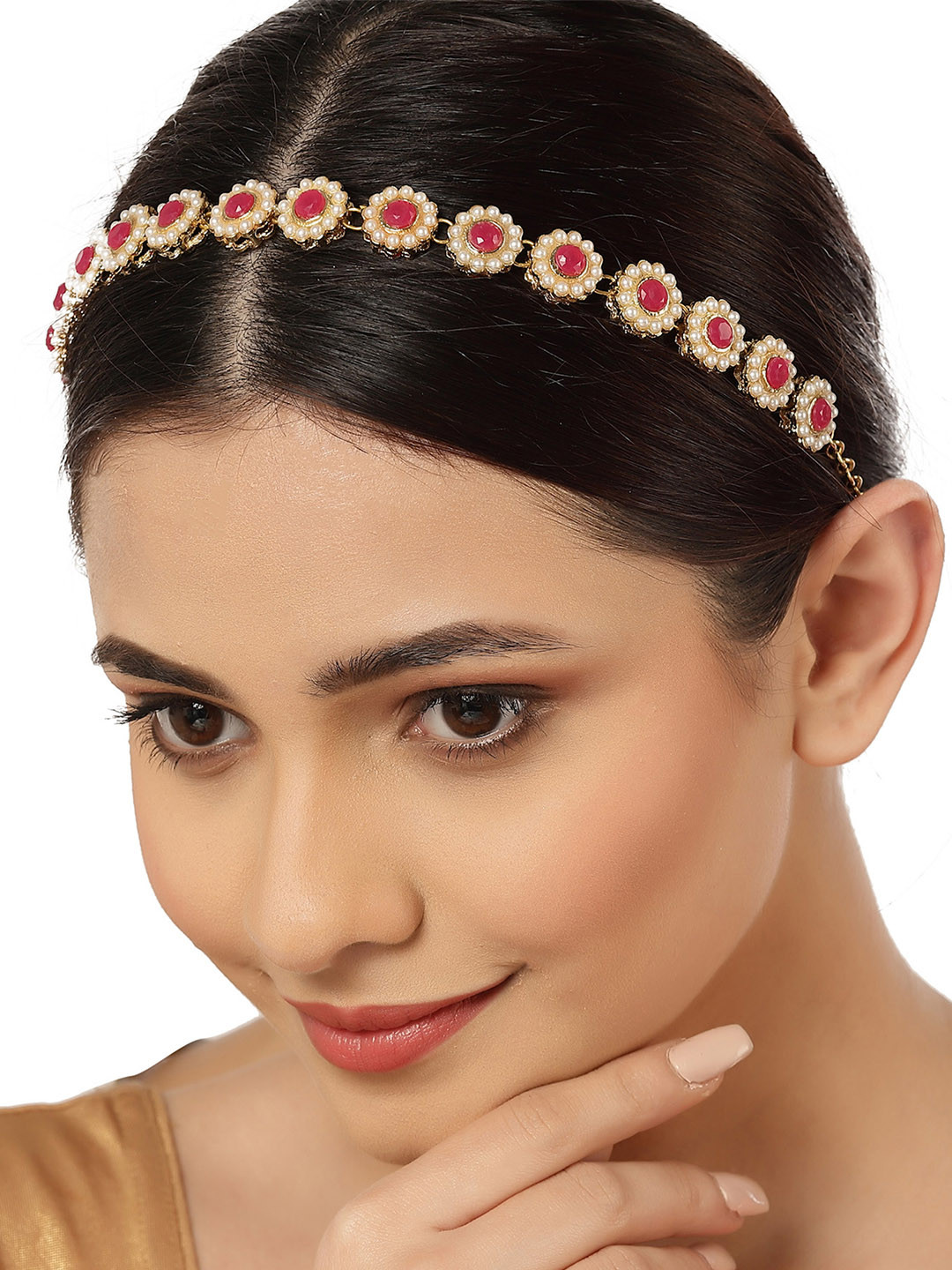 

KARATCART Women Red Kundan Studded Head Jewellery