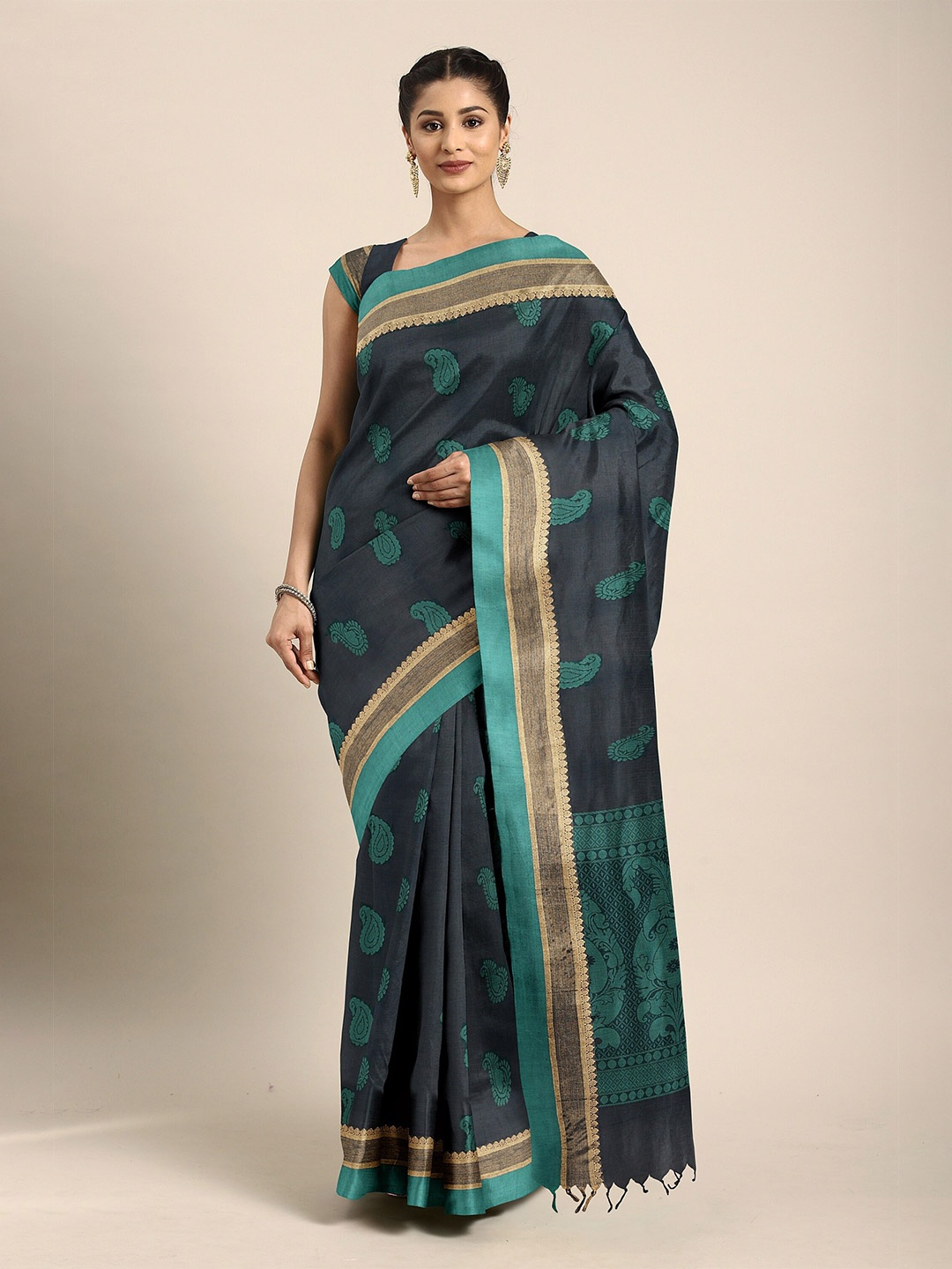 

The Chennai Silks Green Ethnic Motifs Pure Cotton Kovai Saree