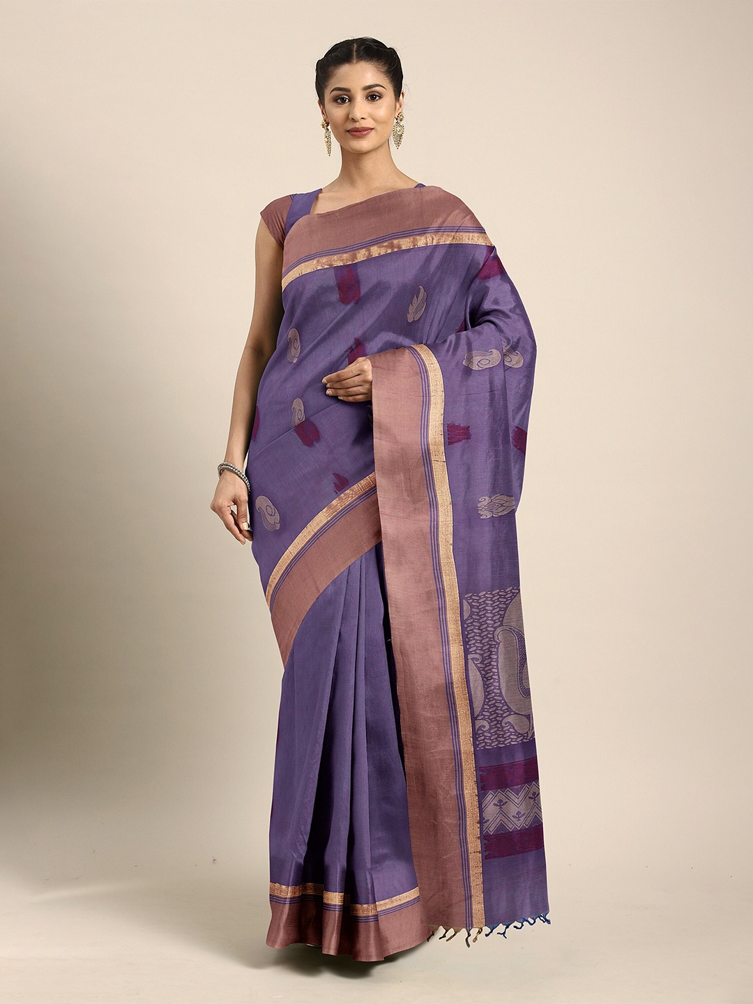

The Chennai Silks Women Lavender Printed Saree