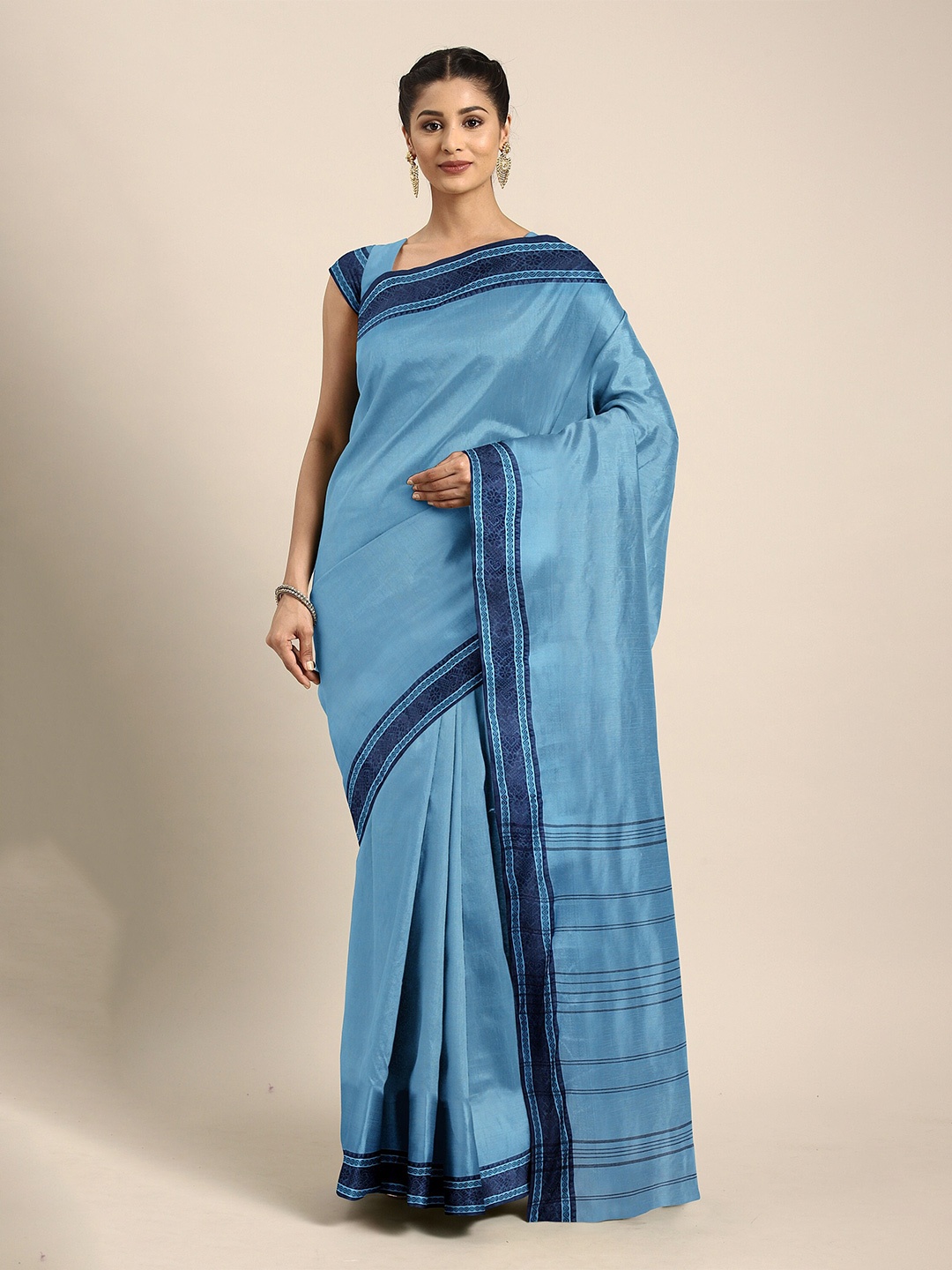 

The Chennai Silks Women Blue Bengal Tant Cotton Saree