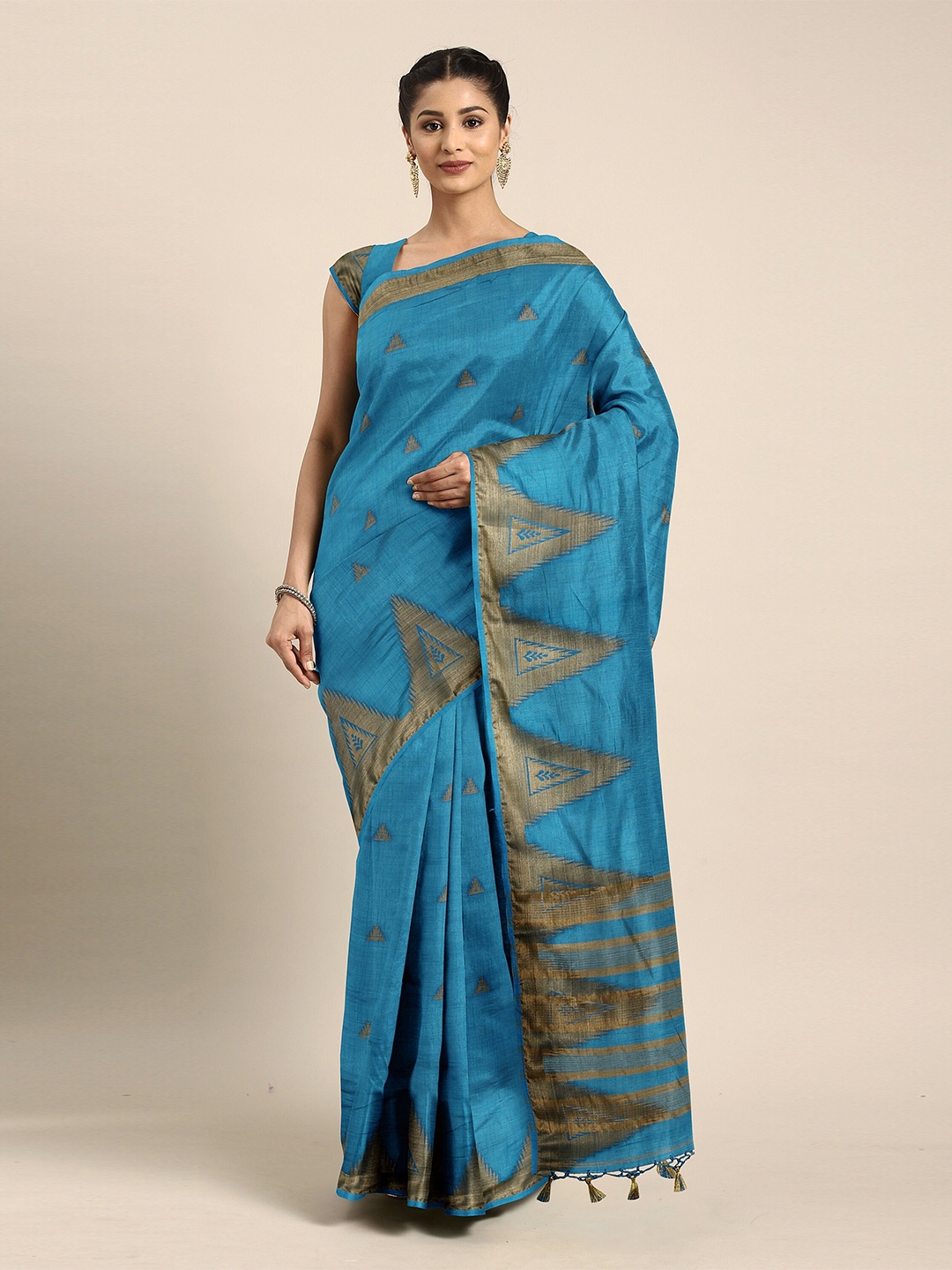 

The Chennai Silks Blue Pure Cotton Chanderi Saree