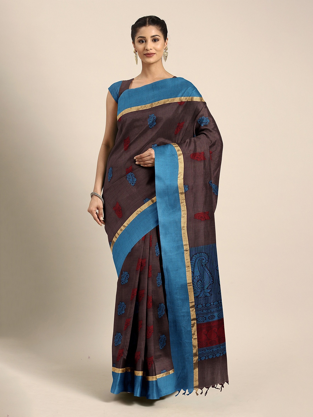 

The Chennai Silks Maroon Woven Design Kovai Cotton Saree