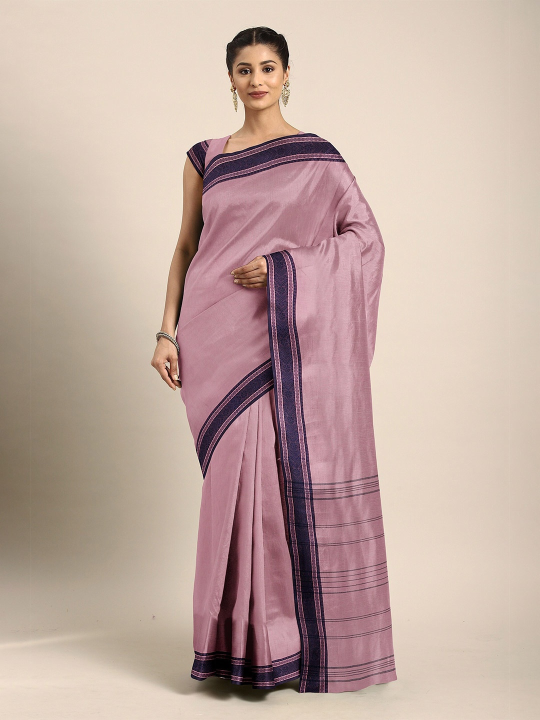 

The Chennai Silks Pink & Violet Pure Cotton Taant Saree