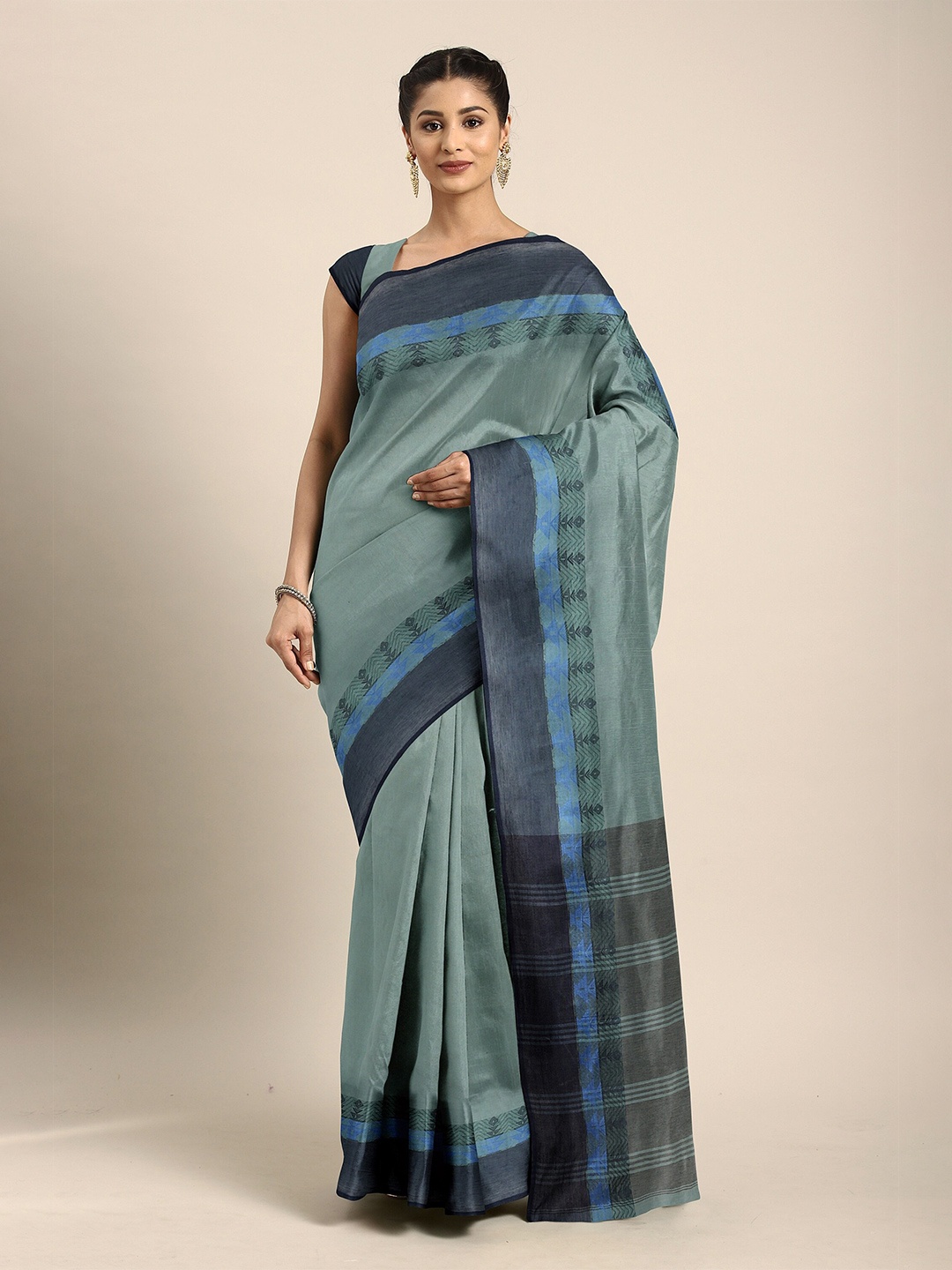 

The Chennai Silks Green Pure Cotton Taant Saree