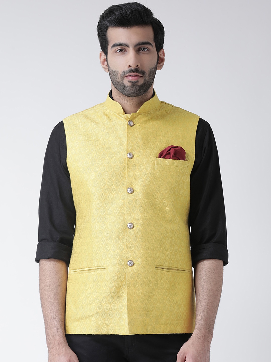 

KISAH Men Yellow Nehru Jacket