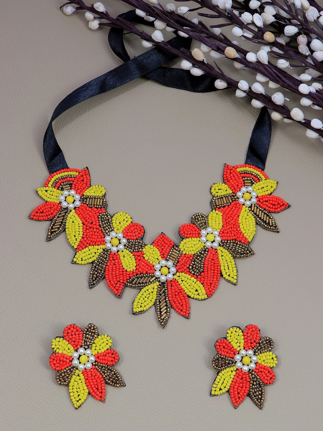 

Crunchy Fashion Multicolored Beaded Jewellery Set, Multi