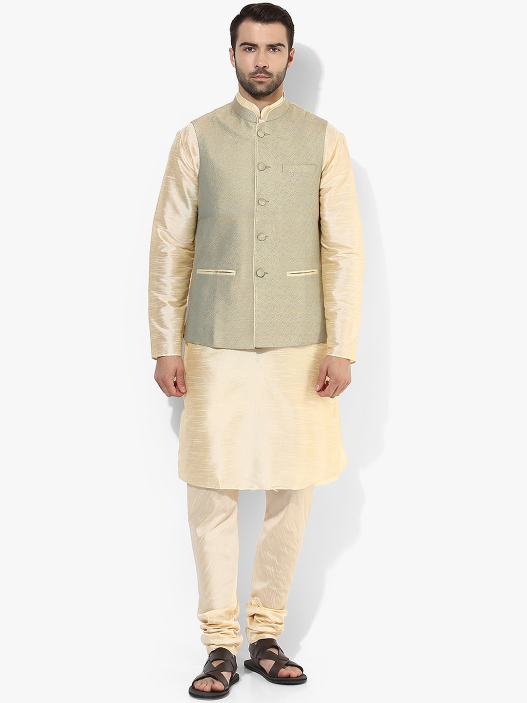 

KISAH Men Green Kurta with Churidar