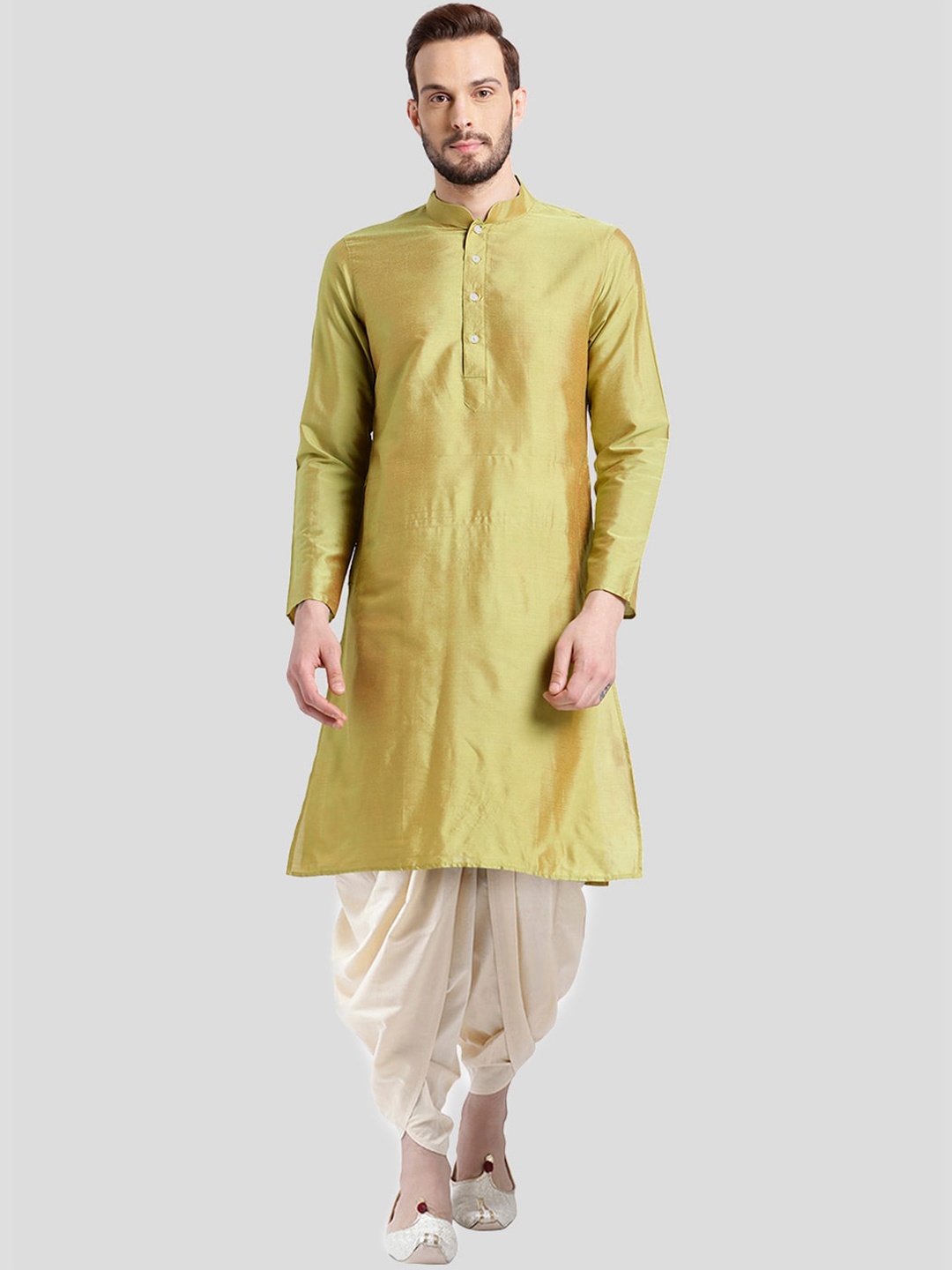 

KISAH Men Green Solid Kurta With Dhoti Pants