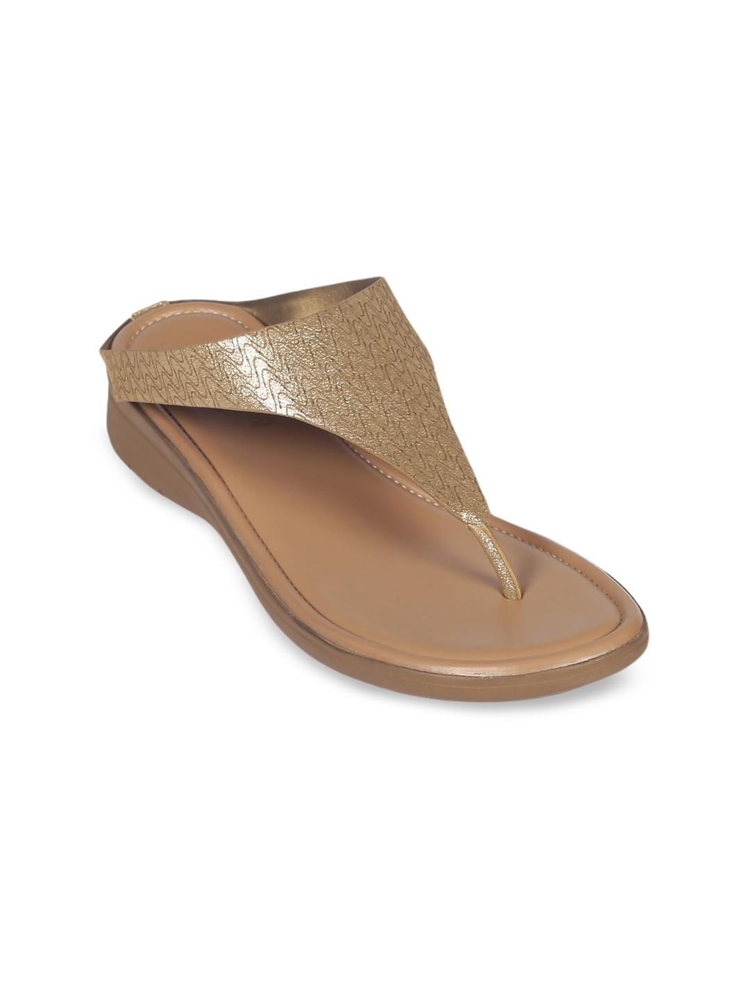 

Monrow Women Gold-Toned T-Strap Flats