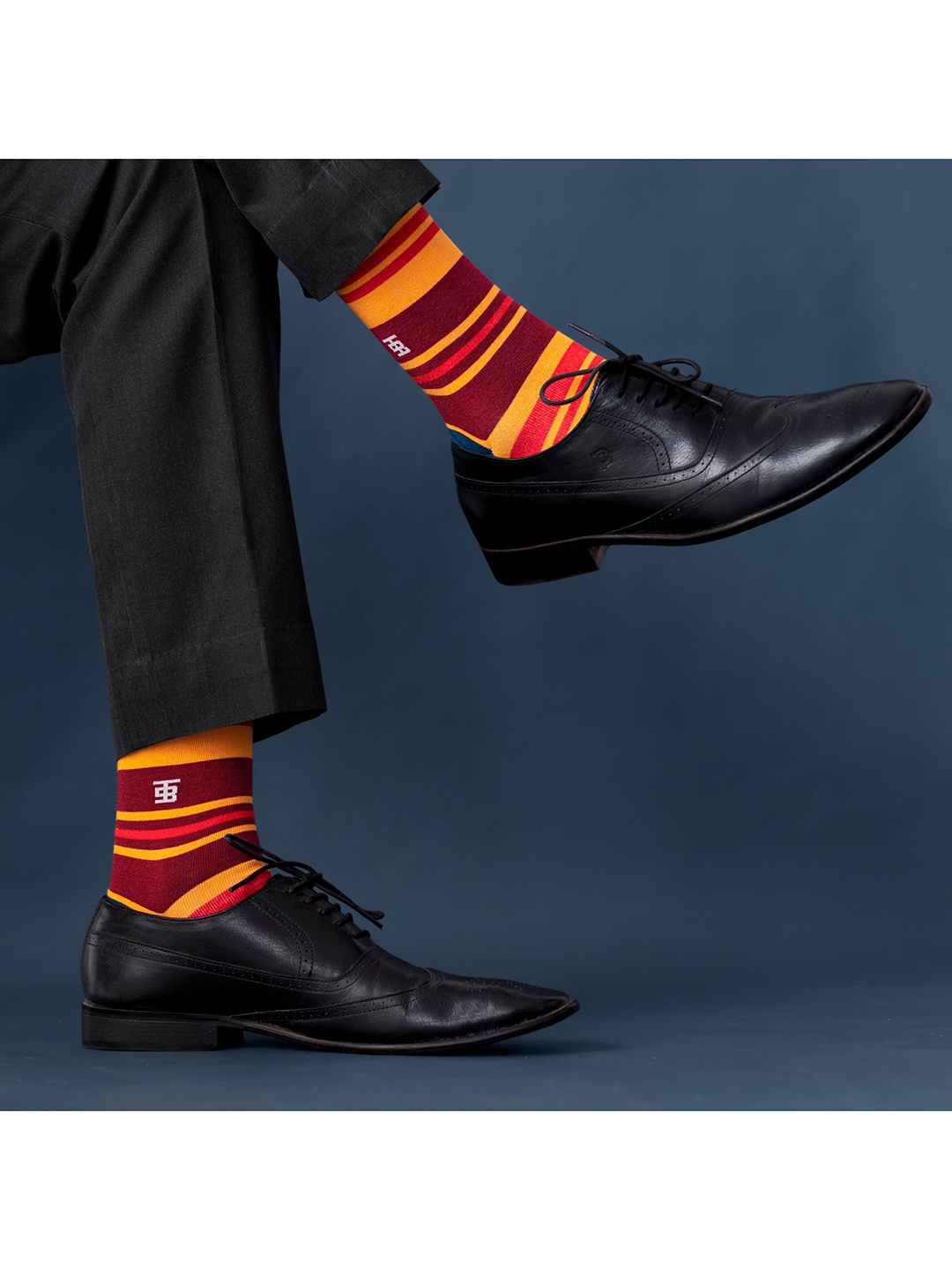 SockSoho Men Multicolored Striped Calf-Length Socks, Multi
