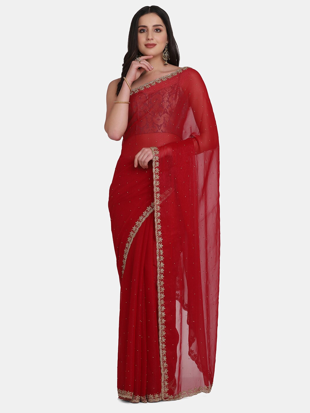 

BOMBAY SELECTIONS Women Maroon Organza Saree
