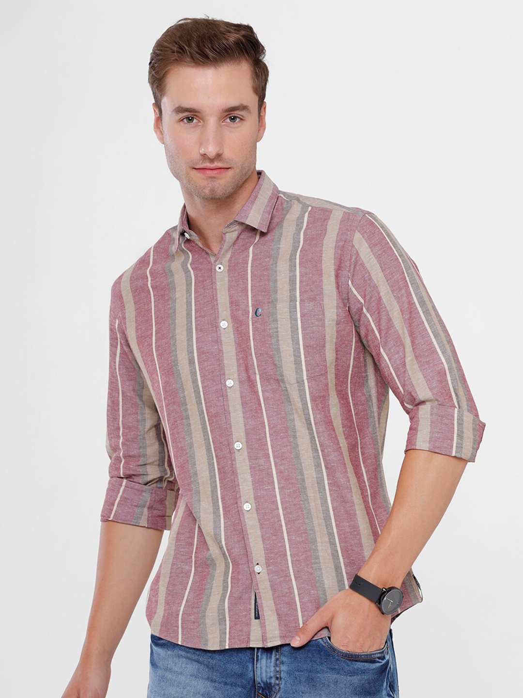 

CAVALLO by Linen Club Men Multicoloured Multi Striped Casual Shirt