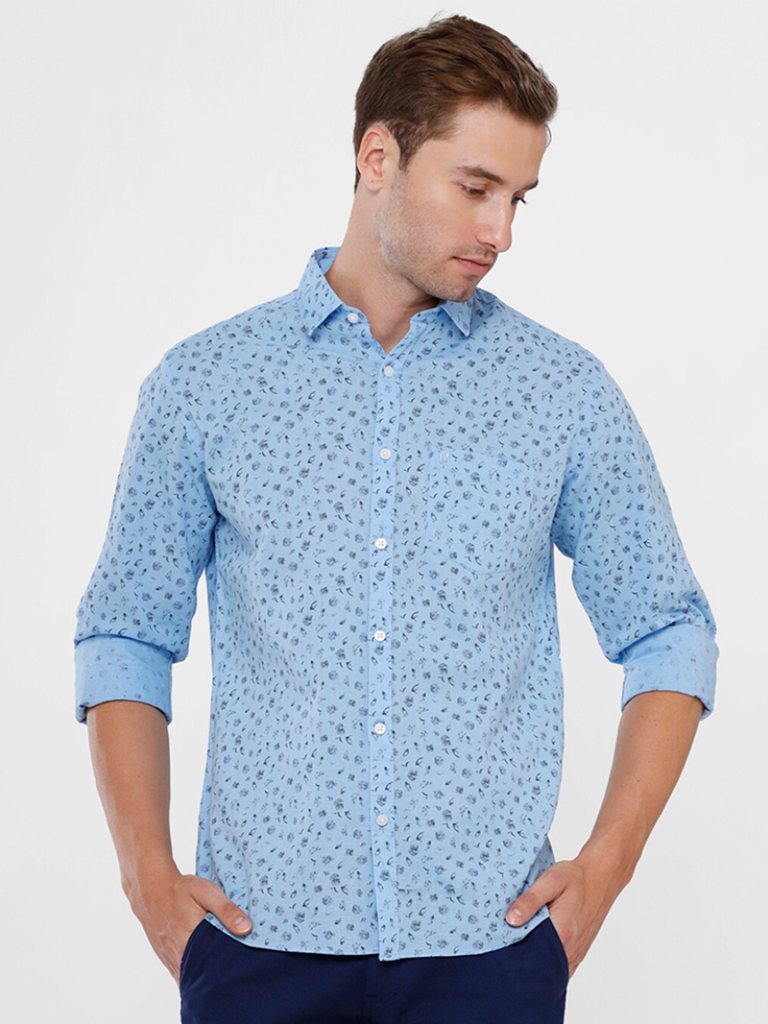 

CAVALLO by Linen Club Men Blue Printed Casual Shirt