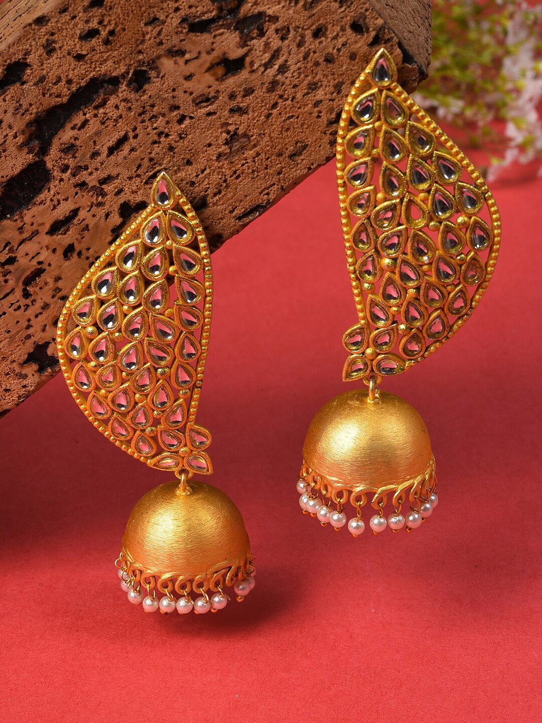 

SOHI Gold-Plated Contemporary Jhumkas Earrings