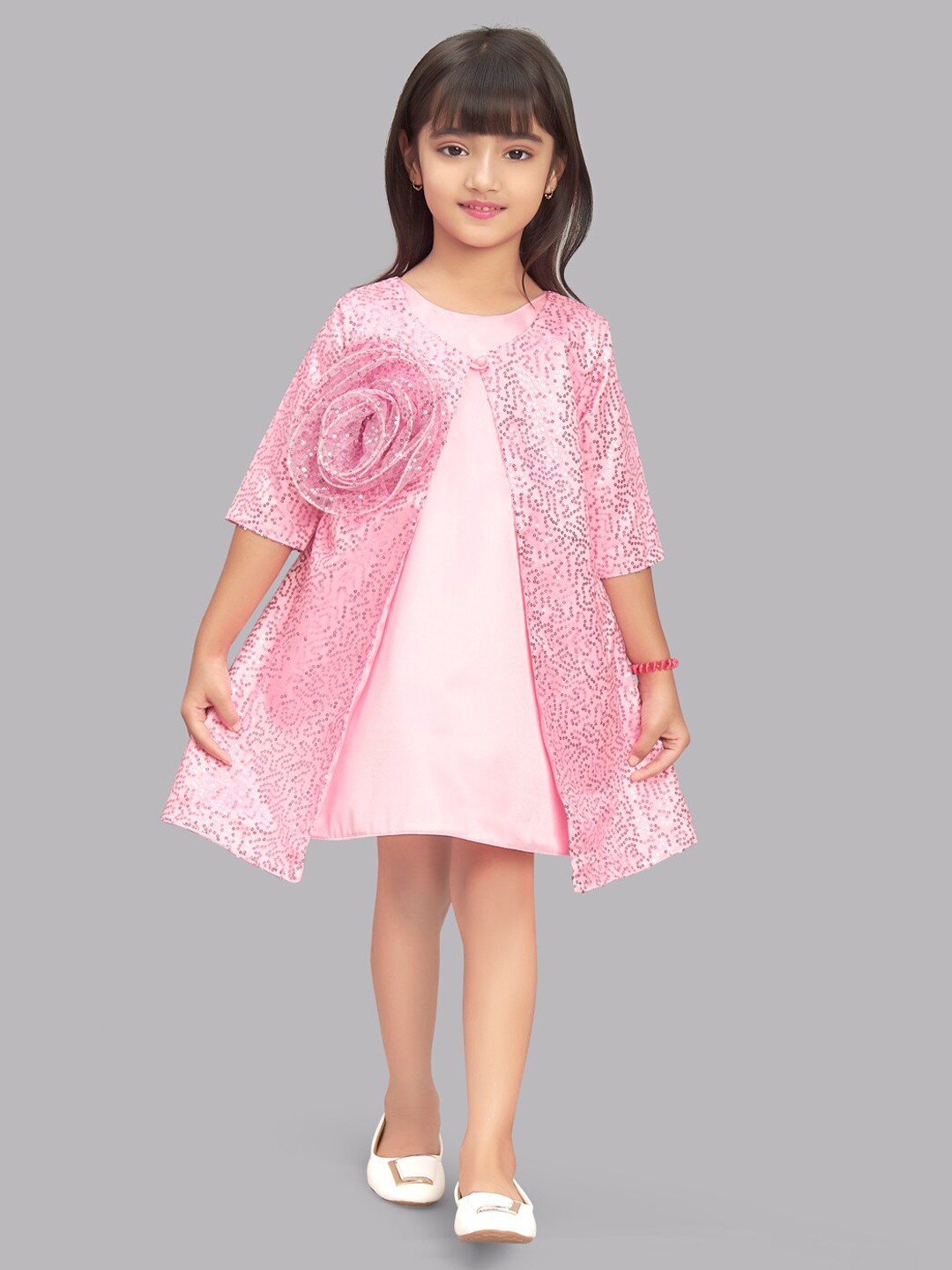 

Pink Chick Pink Floral A-Line Dress