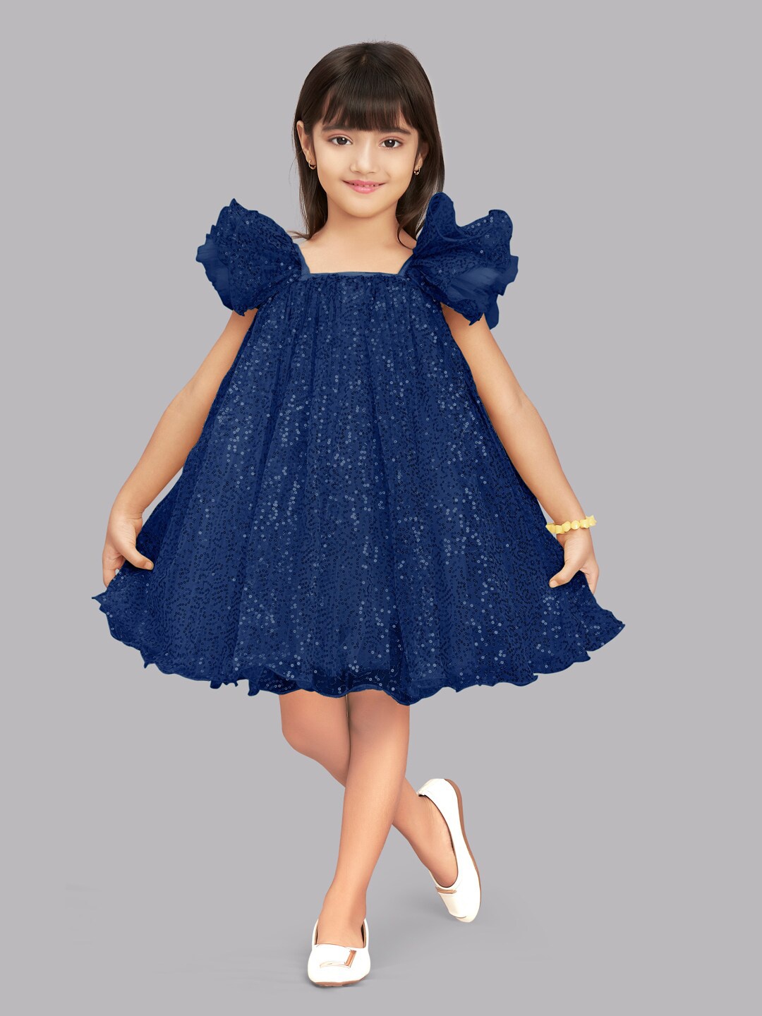 

Pink Chick Navy Blue Net A-Line Dress