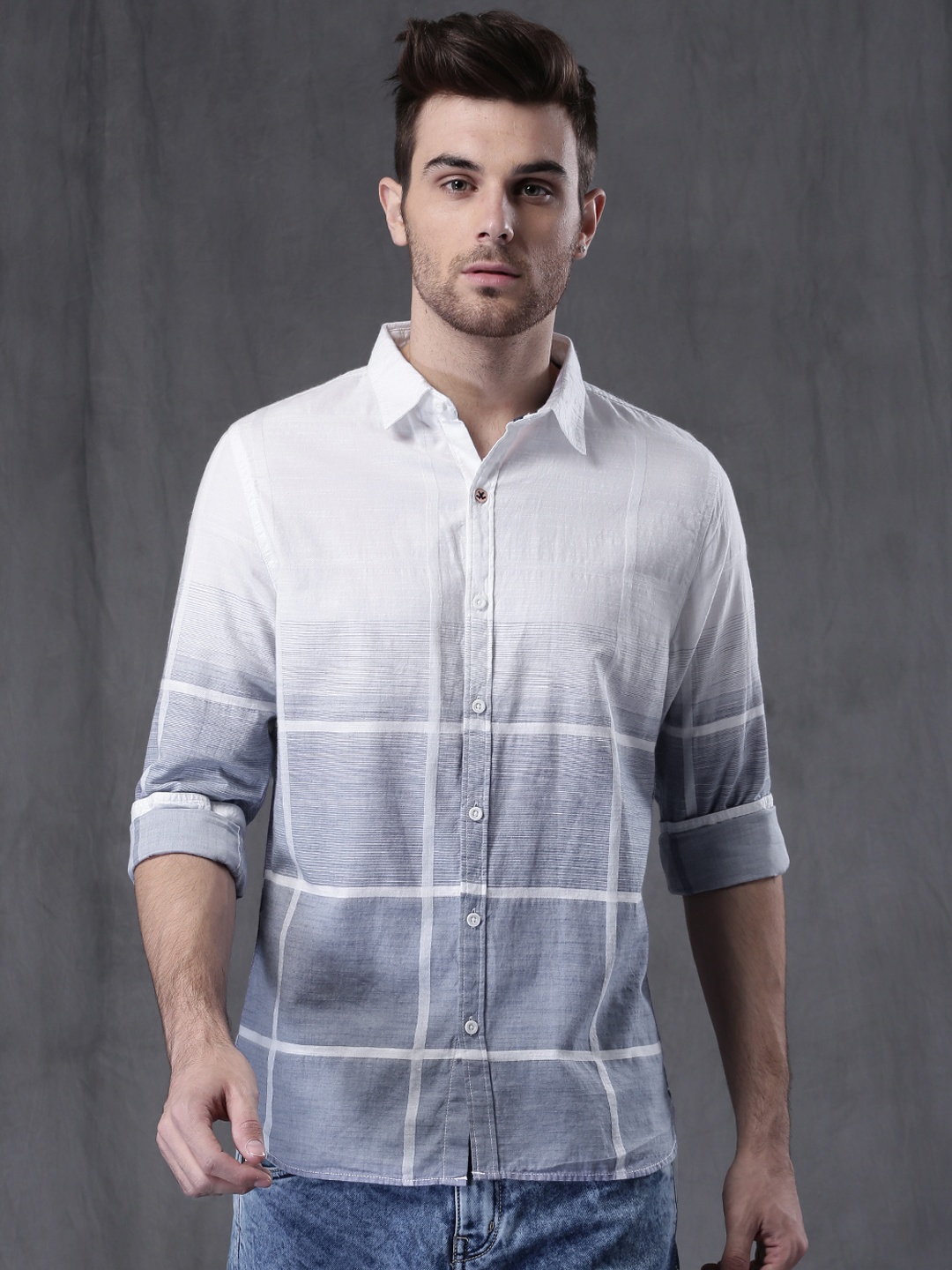 

WROGN Men White Checked Casual Shirt