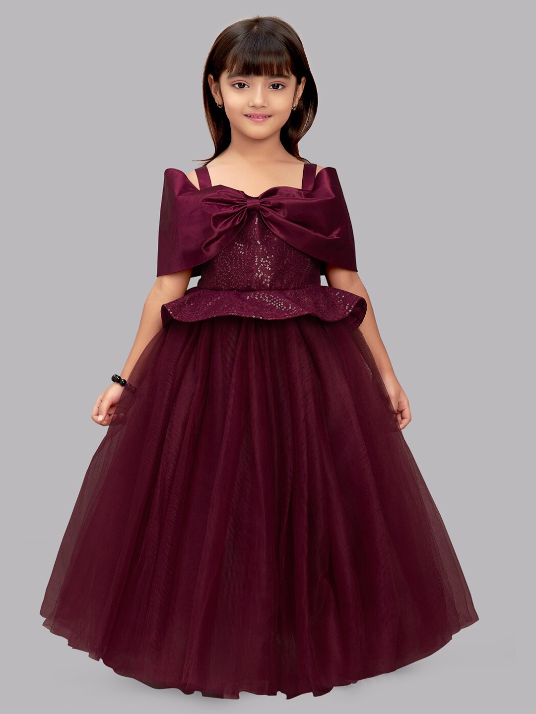 

Pink Chick Burgundy Sequined Gown
