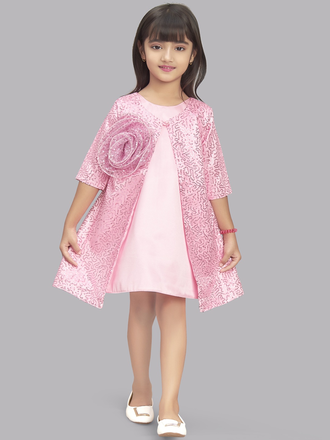 

Pink Chick Pink Embellished A-Line Dress
