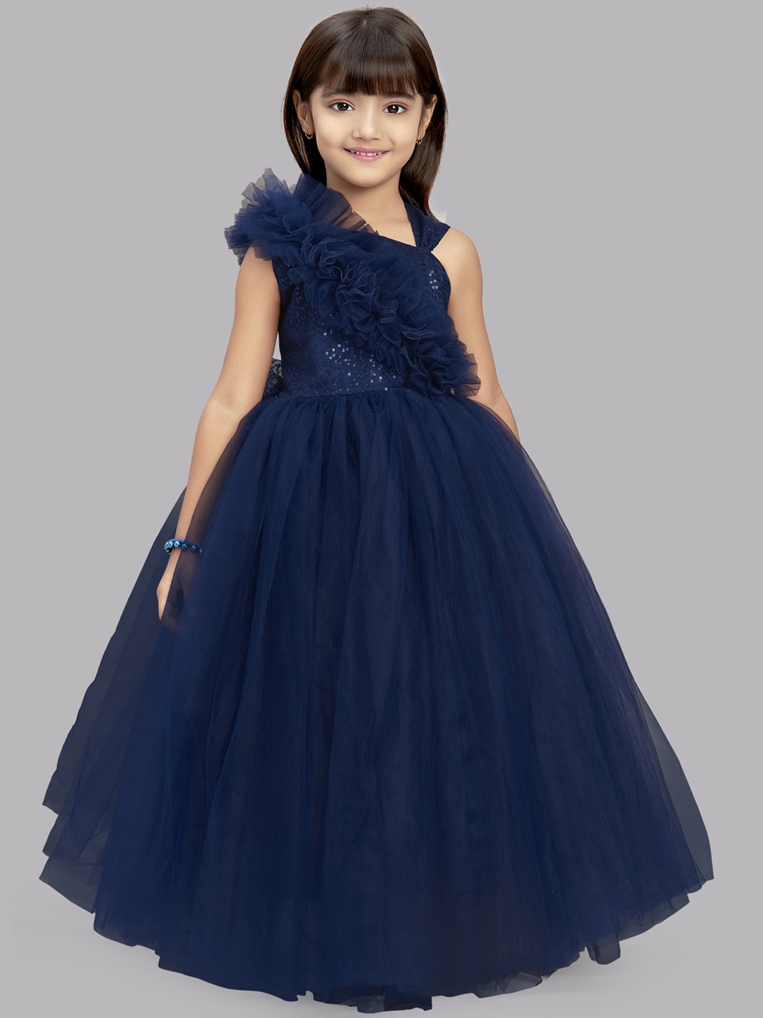 

Pink Chick Navy Blue Net Maxi Dress