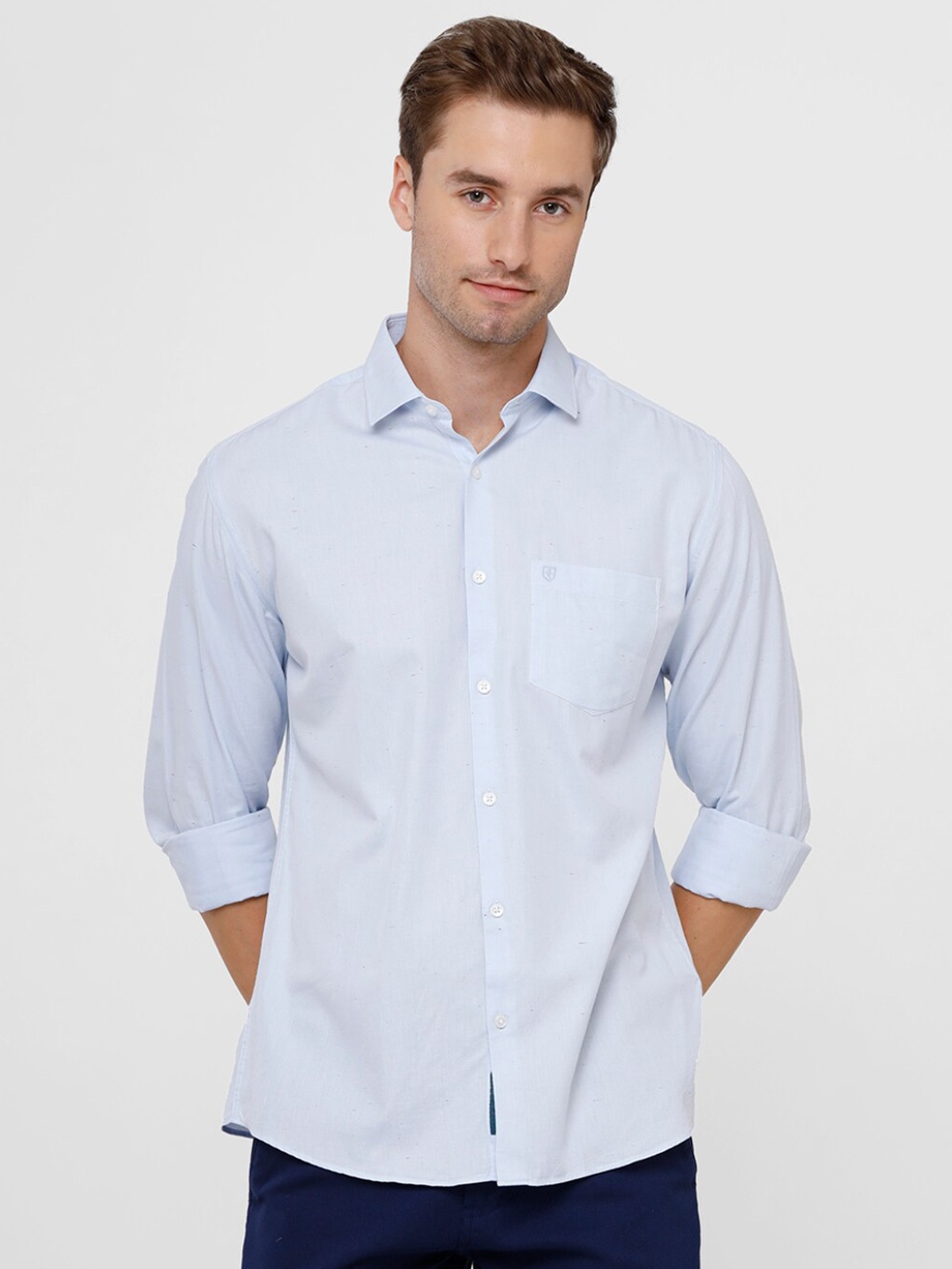 

Linen Club Men Blue Regular Fit Pure Cotton Casual Shirt