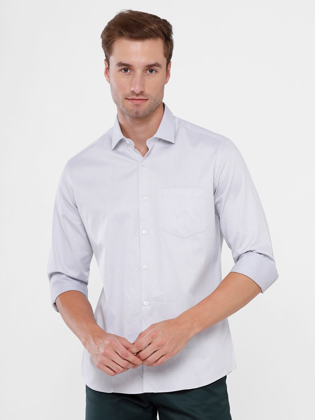 

Linen Club Men Grey Cotton Casual Shirt