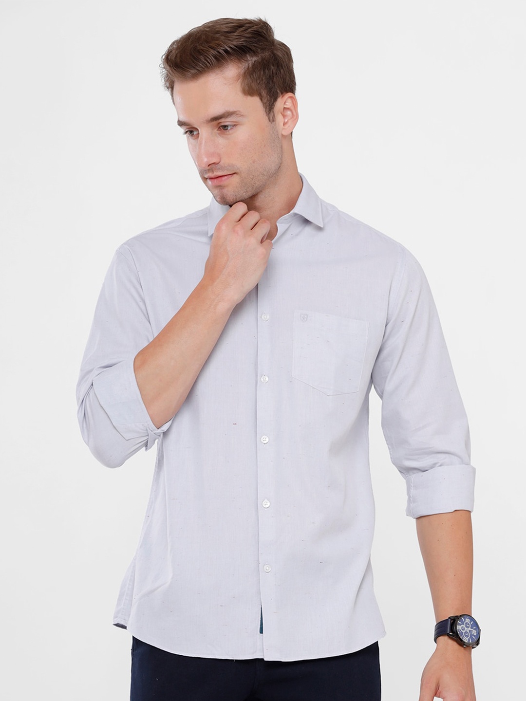 

Linen Club Men Grey Pure Cotton Casual Shirt