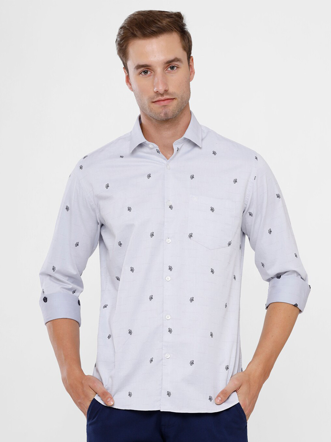 

Linen Club Men Pink Regular Fit Floral Printed Cotton Casual Shirt