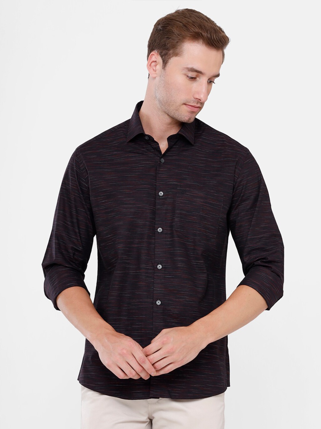 

Linen Club Men Purple Abstract Printed Cotton Casual Shirt