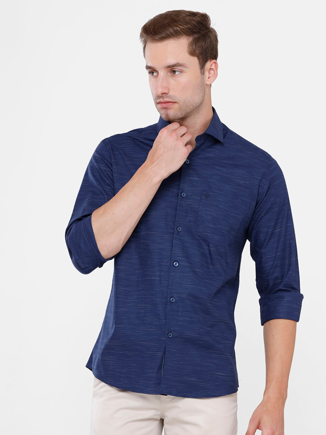 

Linen Club Men Navy Blue Pure Cotton Casual Shirt