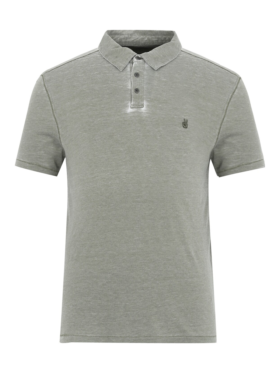 

JOHN VARVATOS Men Olive Green Polo Collar Cotton T-shirt