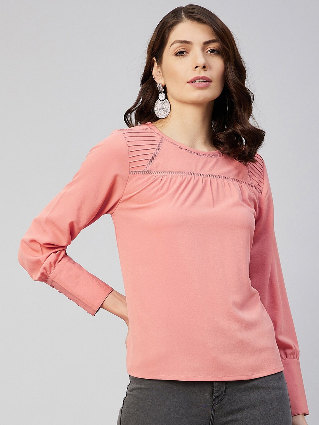 

Carlton London Peach-Coloured Crepe Top