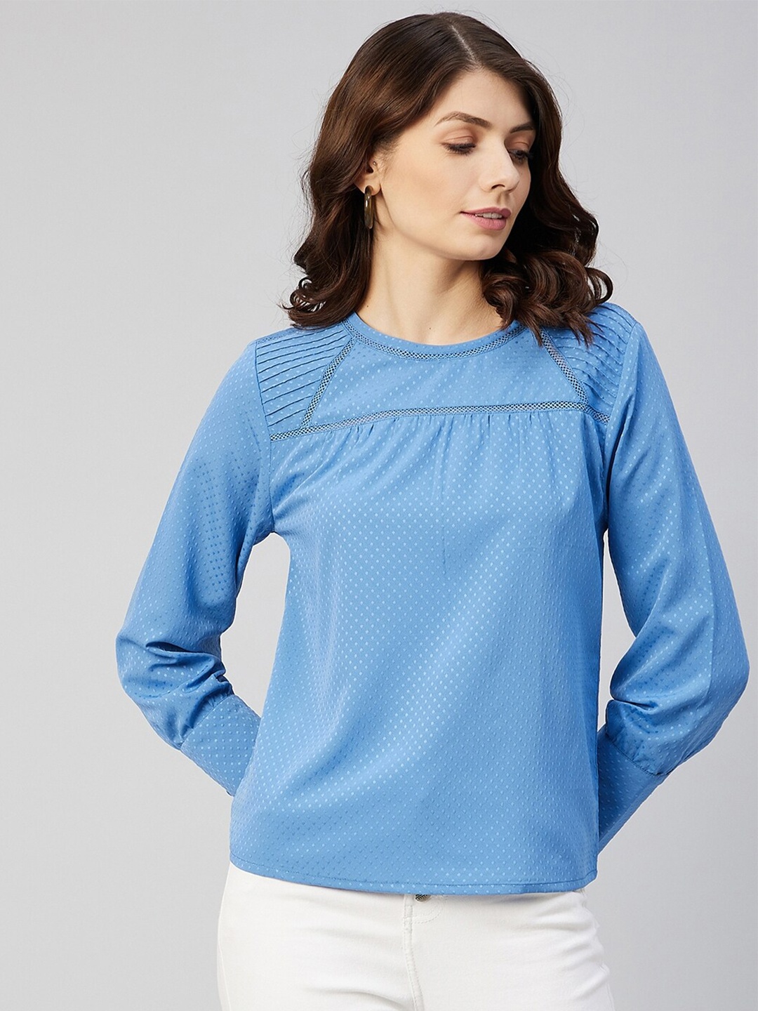 

Carlton London Blue Print Crepe Top