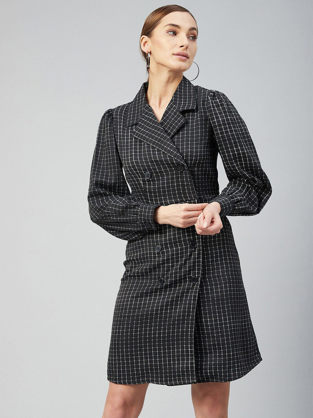 

Carlton London Women Black Striped Wrap Crepe Dress