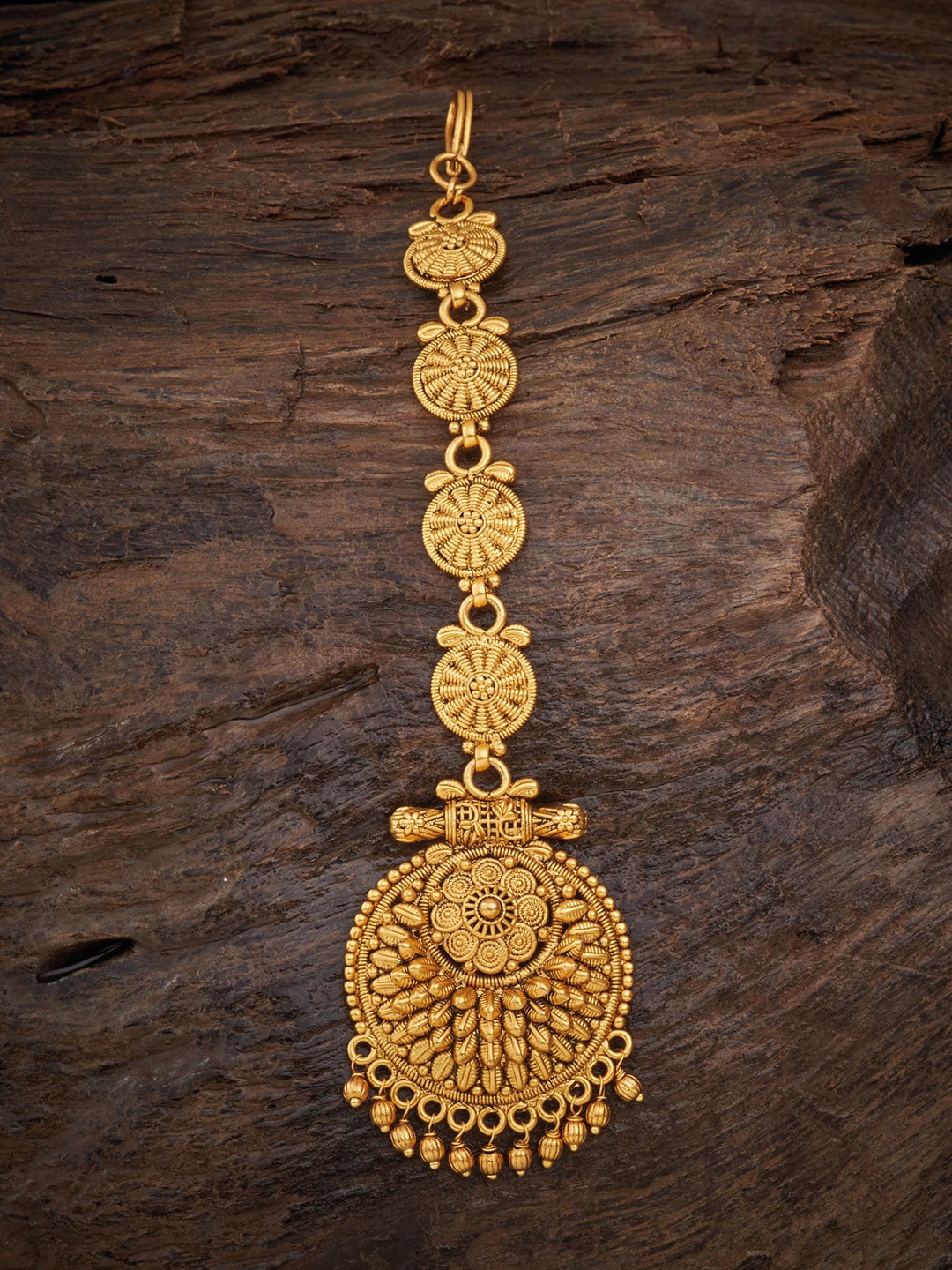 

Kushal's Fashion Jewellery Gold-Plated Antique Maang Tikka