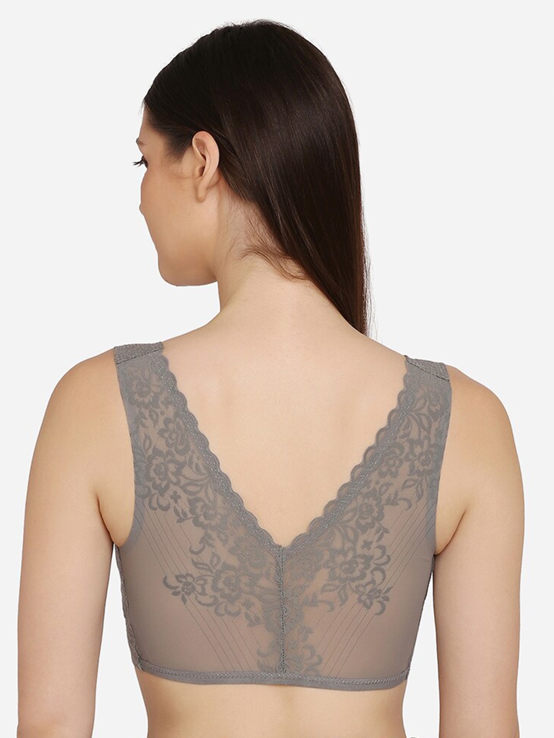 

Da Intimo Grey Solid Bralette - Wireless Non-Padded