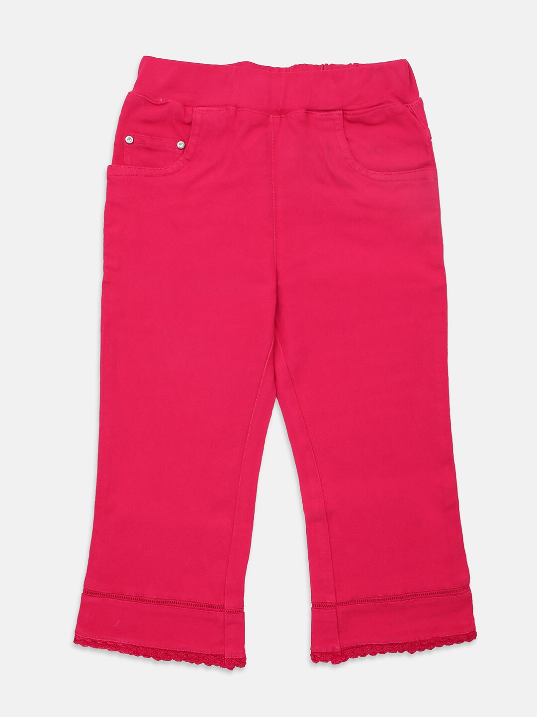 

Nins Moda Girls Fuchsia Solid Cotton Capri