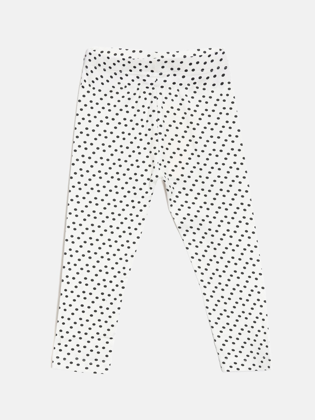

Aomi Girls White & Black Printed Cotton Ankle Length Leggings