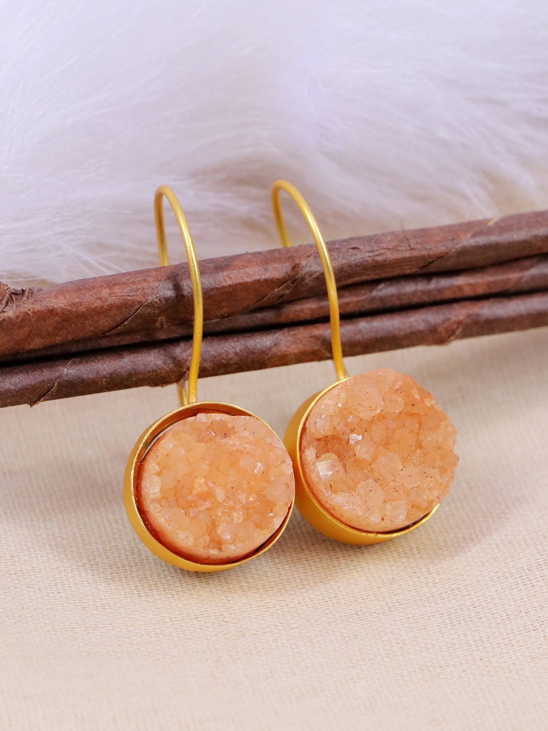 

Crunchy Fashion Peach-Coloured Contemporary Drop Earrings