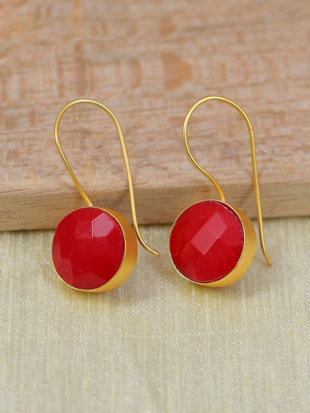 

Crunchy Fashion Gold-Plated Red Contemporary Drop Earrings