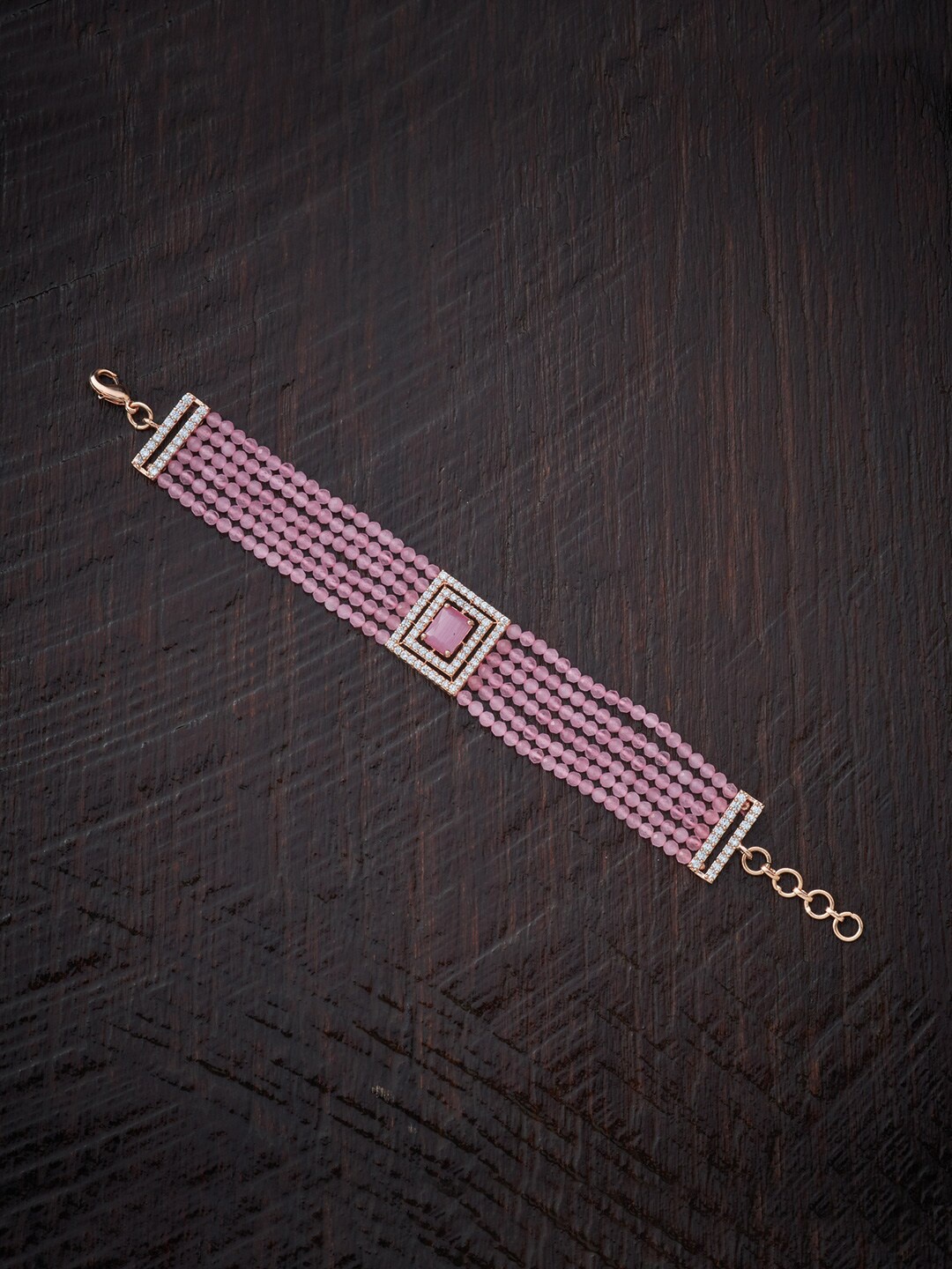 

Kushal's Fashion Jewellery Women Rose Gold & Pink Cubic Zirconia Rose Gold-Plated Multistrand Bracelet
