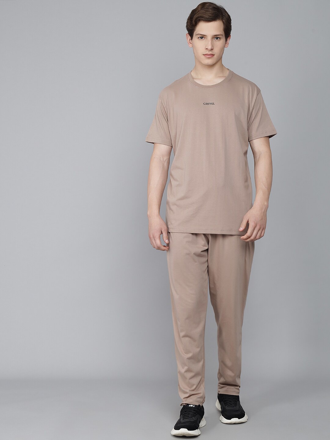 

GRIFFEL Men Brown Pure Cotton T-shirt with Pyjamas